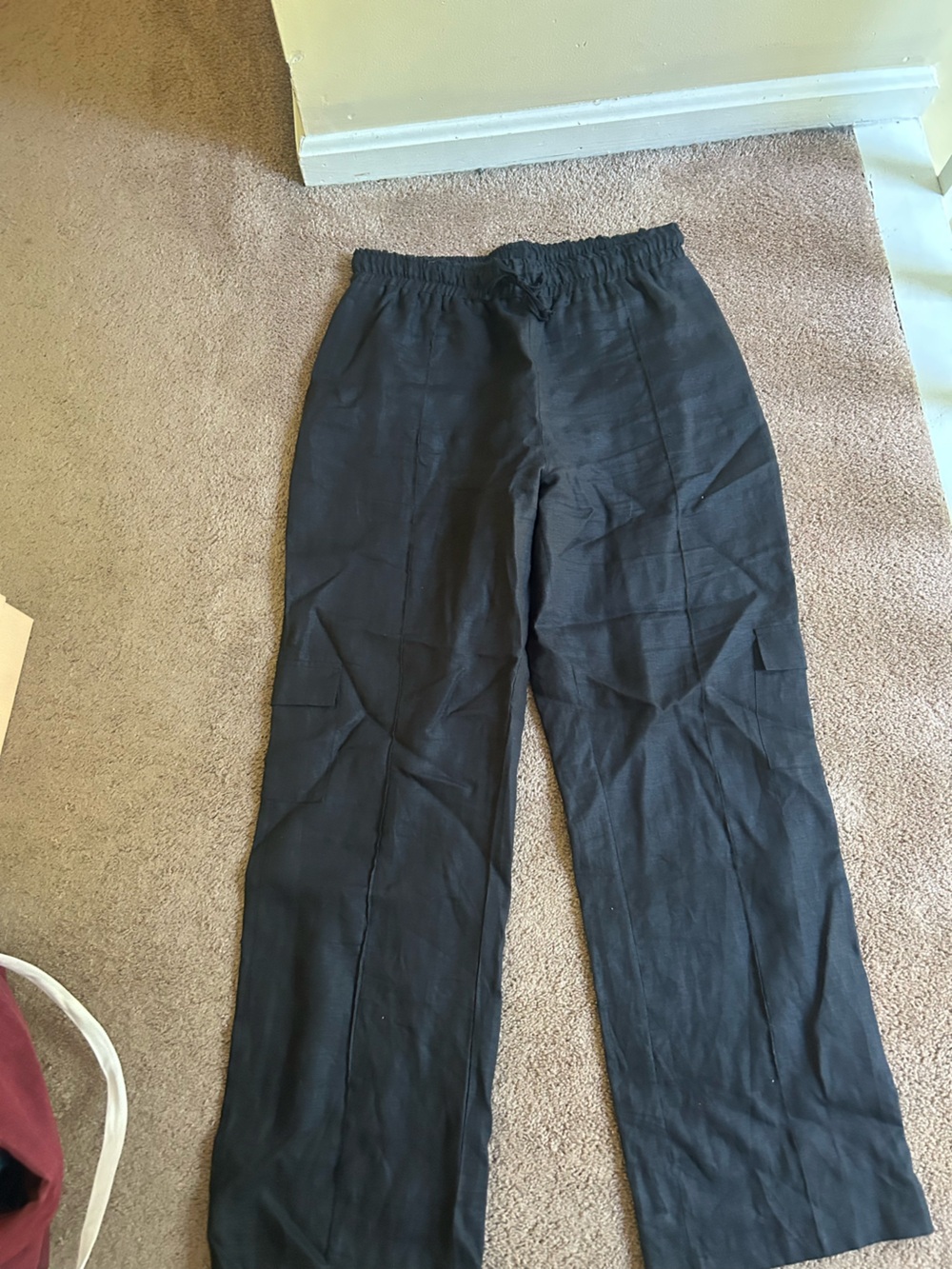 Women's Black Pull-On Linen Pants